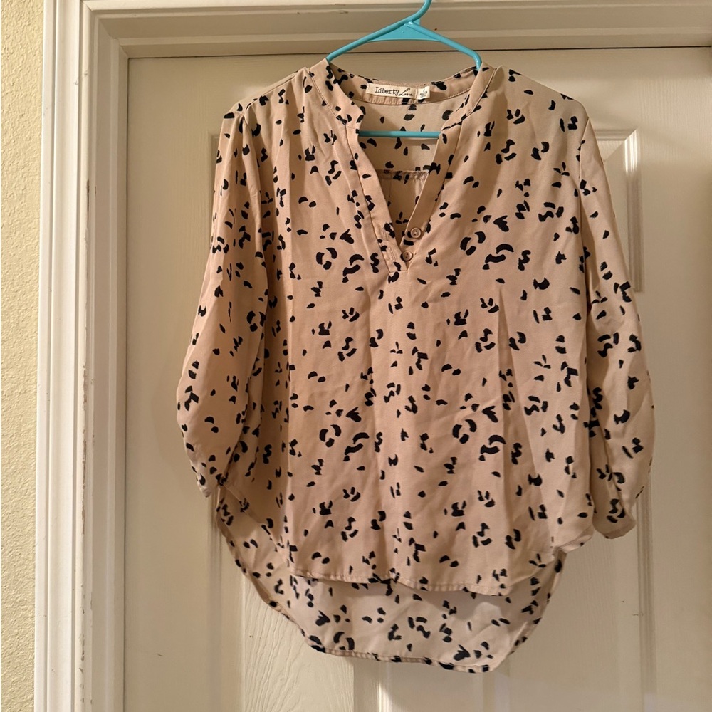 Tan Leopard Print Blouse by Lark & Ro